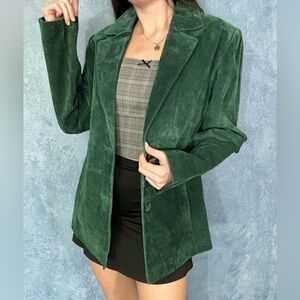Siena Green Genuine Leather Women's Blazer